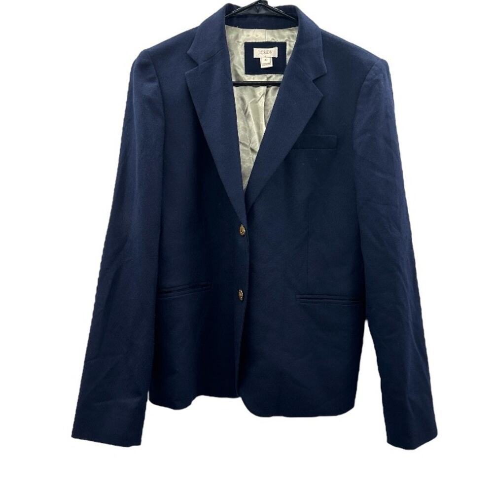 J. Crew Factory Wool Blend Navy Blue Long Sleeve Button Blazer Size 10